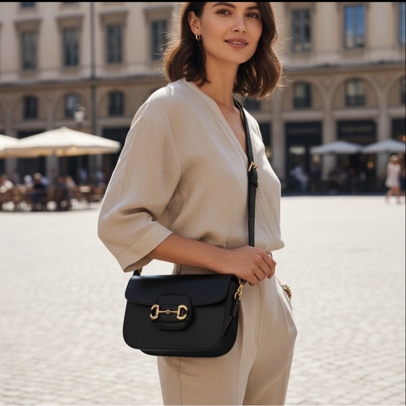 Black Designer GG Horsebit Leather Shoulder Crossbody Bag - Picture 9 of 9